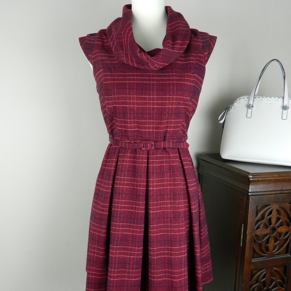 Dresses & Skirts - Go International Burgundy Plaid Cowl Neck Dress, 9